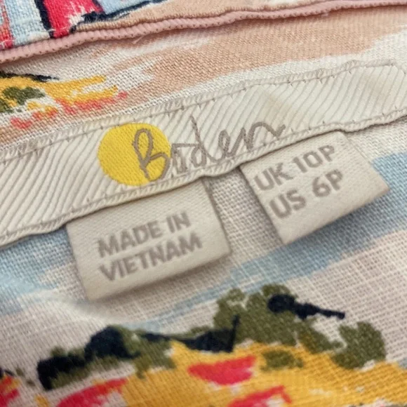 Boden Ivory Paradise Bay Linen Button Up Shirt 6P - Picture 2 of 4